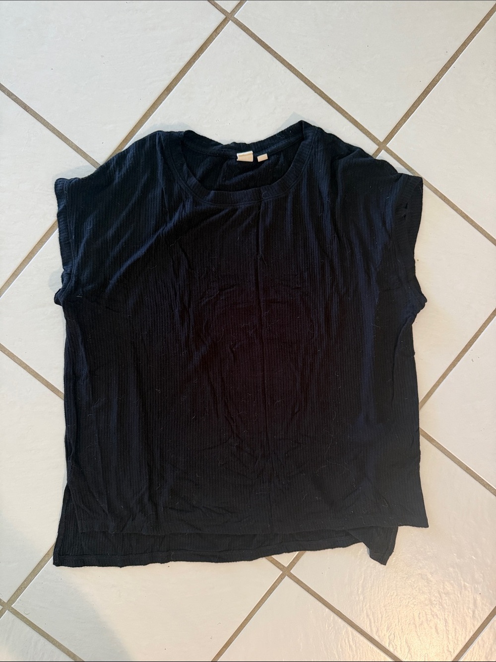 GAP Black Short Sleeve Ribbed Tee